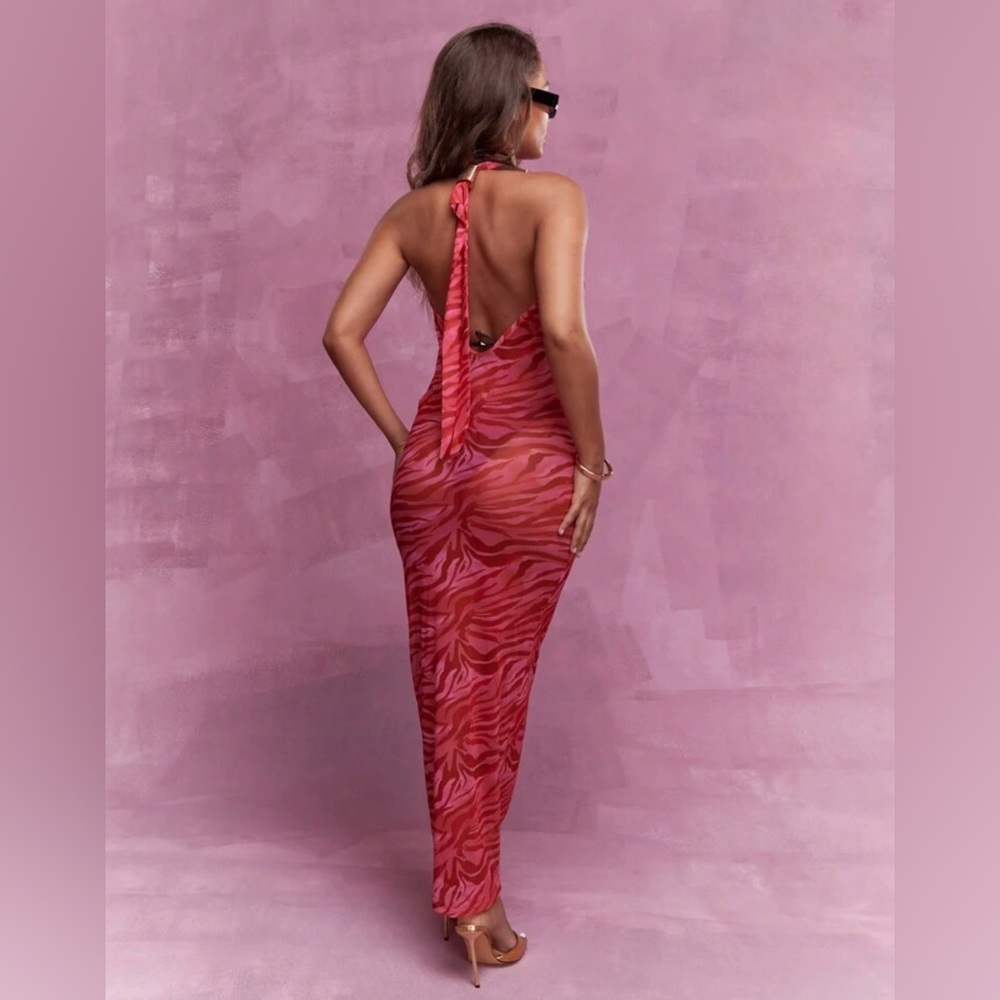 Missguided Pink Zebra Pattern Dress - Picture 2 of 7